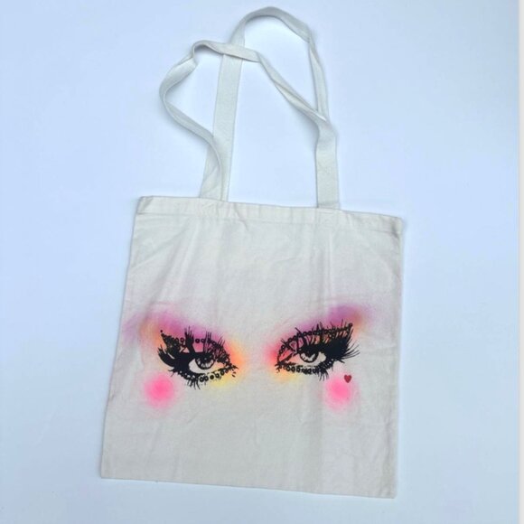 Airbrushed ToteBag Unisex Screenprinted Artsy Punk Queer Handmade - Picture 1 of 7